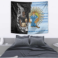 New Zealand Argentina Rugby Tapestry 2025 Los Pumas All Black Together - Polynesian Pride