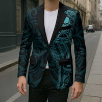 New Zealand Skull Darts Blazer Aotearoa Maori Chest Tattoo Stylized Teal - Polynesian Pride