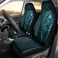 New Zealand Skull Darts Car Seat Cover Aotearoa Maori Chest Tattoo Stylized Teal - Polynesian Pride