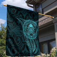 New Zealand Skull Darts Garden Flag Aotearoa Maori Chest Tattoo Stylized Teal - Polynesian Pride