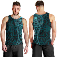 New Zealand Skull Darts Men Tank Top Aotearoa Maori Chest Tattoo Stylized Teal - Polynesian Pride