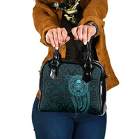 New Zealand Skull Darts Shoulder Handbag Aotearoa Maori Chest Tattoo Stylized Teal - Polynesian Pride
