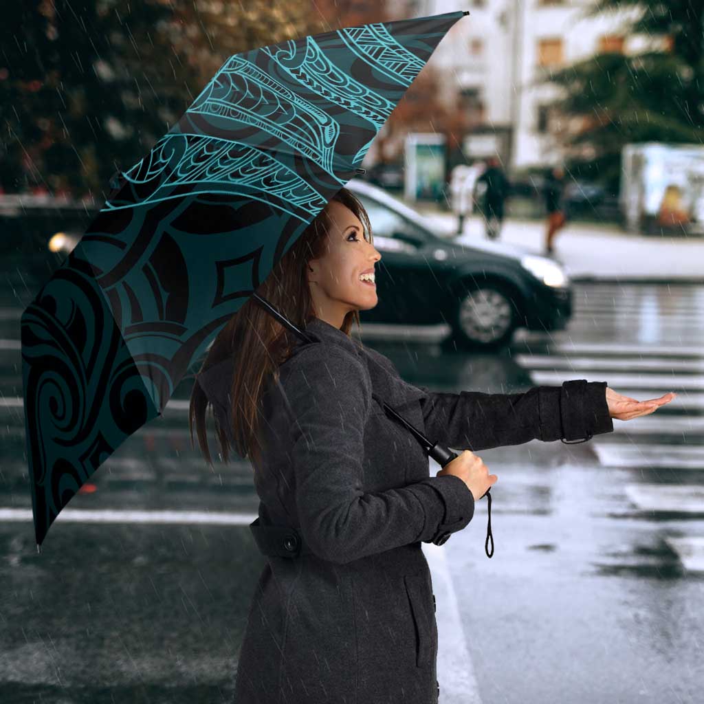 New Zealand Skull Darts Umbrella Aotearoa Maori Chest Tattoo Stylized Teal - Polynesian Pride