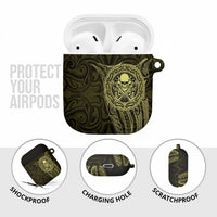New Zealand Skull Darts AirPods Case Aotearoa Maori Chest Tattoo Stylized Gold - Polynesian Pride