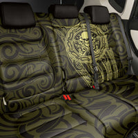 New Zealand Skull Darts Back Car Seat Cover Aotearoa Maori Chest Tattoo Stylized Gold - Polynesian Pride