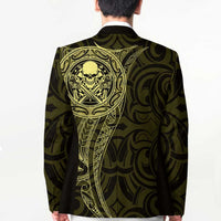New Zealand Skull Darts Blazer Aotearoa Maori Chest Tattoo Stylized Gold - Polynesian Pride