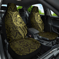 New Zealand Skull Darts Car Seat Cover Aotearoa Maori Chest Tattoo Stylized Gold - Polynesian Pride