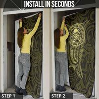 New Zealand Skull Darts Door Cover Aotearoa Maori Chest Tattoo Stylized Gold - Polynesian Pride