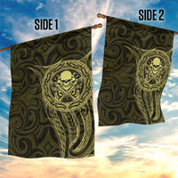 New Zealand Skull Darts Garden Flag Aotearoa Maori Chest Tattoo Stylized Gold - Polynesian Pride