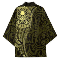 New Zealand Skull Darts Kimono Aotearoa Maori Chest Tattoo Stylized Gold - Polynesian Pride