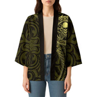 New Zealand Skull Darts Kimono Aotearoa Maori Chest Tattoo Stylized Gold - Polynesian Pride