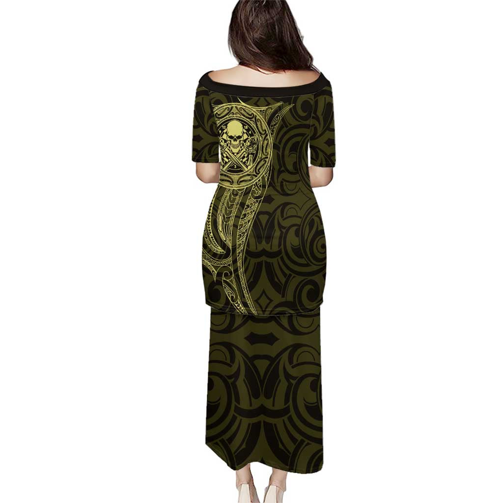 New Zealand Skull Darts Puletasi Aotearoa Maori Chest Tattoo Stylized Gold - Polynesian Pride