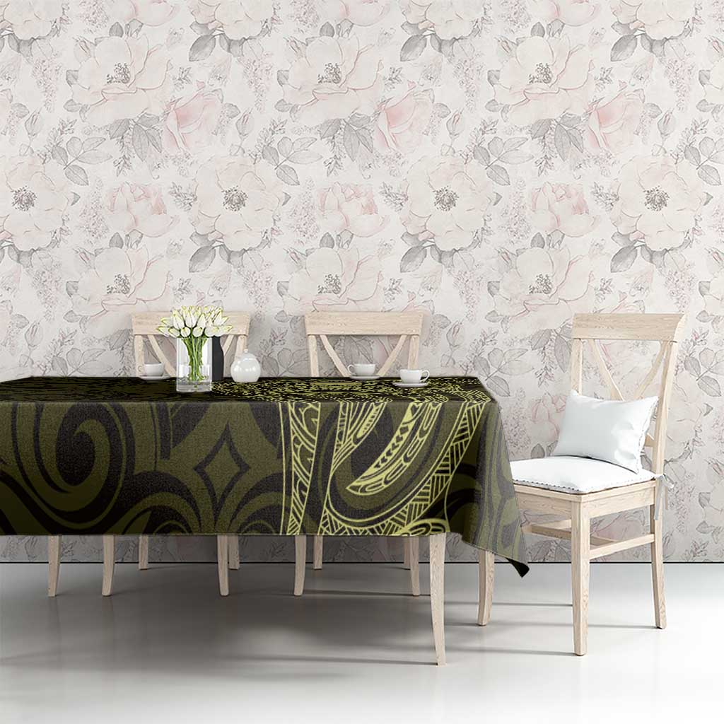 New Zealand Skull Darts Tablecloth Aotearoa Maori Chest Tattoo Stylized Gold - Polynesian Pride