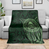 New Zealand Skull Darts Blanket Aotearoa Maori Chest Tattoo Stylized Green - Polynesian Pride