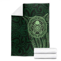 New Zealand Skull Darts Blanket Aotearoa Maori Chest Tattoo Stylized Green - Polynesian Pride