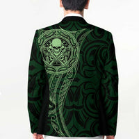 New Zealand Skull Darts Blazer Aotearoa Maori Chest Tattoo Stylized Green - Polynesian Pride