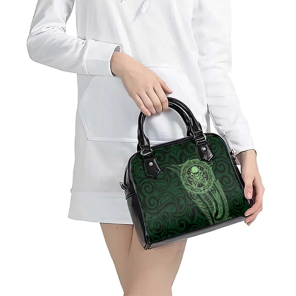 New Zealand Skull Darts Shoulder Handbag Aotearoa Maori Chest Tattoo Stylized Green - Polynesian Pride