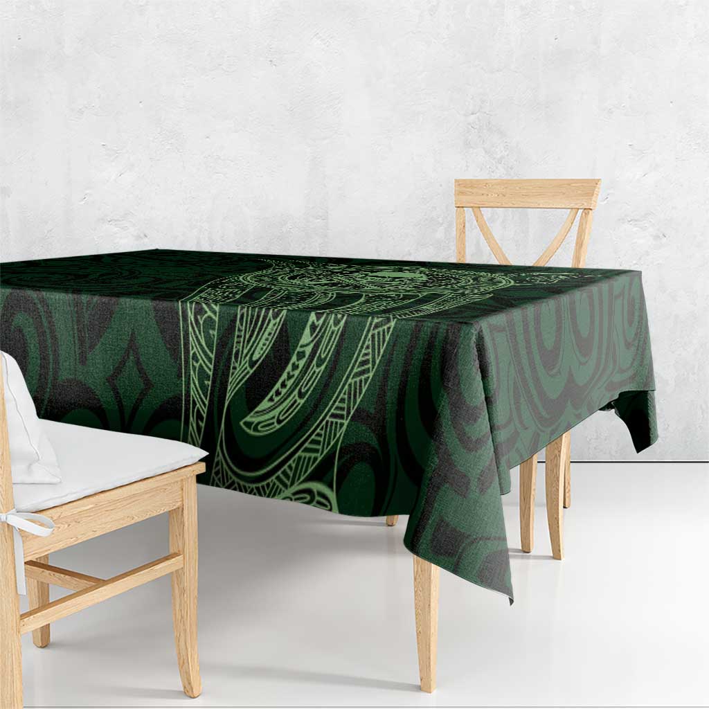New Zealand Skull Darts Tablecloth Aotearoa Maori Chest Tattoo Stylized Green - Polynesian Pride