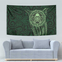 New Zealand Skull Darts Tapestry Aotearoa Maori Chest Tattoo Stylized Green - Polynesian Pride
