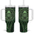 New Zealand Skull Darts Tumbler With Handle Aotearoa Maori Chest Tattoo Stylized Green - Polynesian Pride
