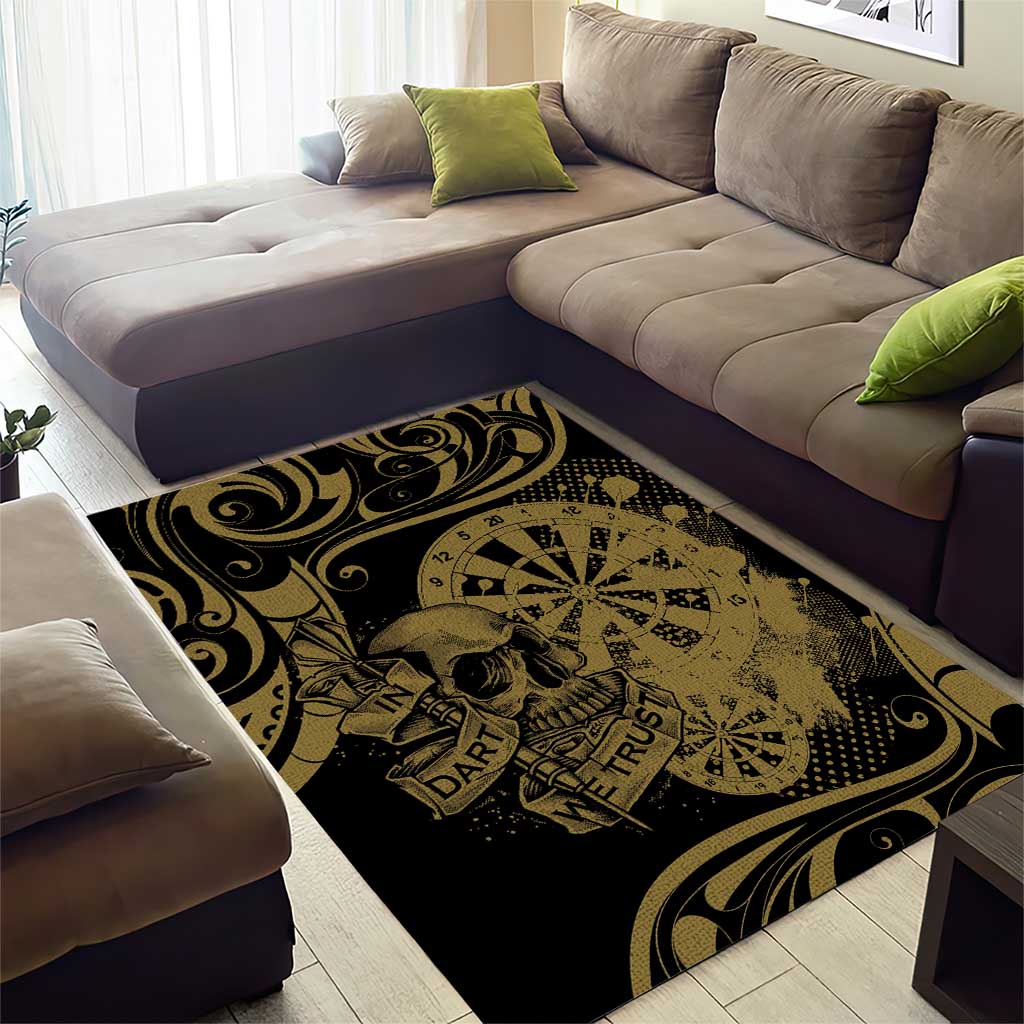 New Zealand Darts Area Rug Skull In Dart We Trust Maori Pattern - Polynesian Pride