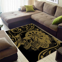 New Zealand Darts Area Rug Skull In Dart We Trust Maori Pattern - Polynesian Pride