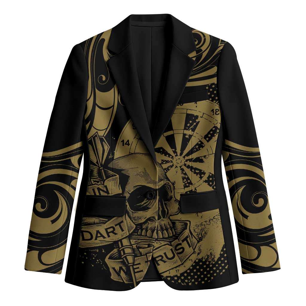 New Zealand Darts Blazer Skull In Dart We Trust Maori Pattern - Polynesian Pride