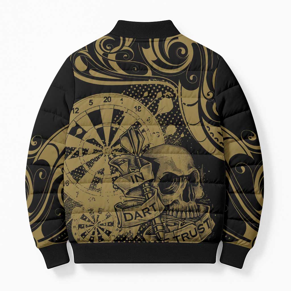 New Zealand Darts Bomber Puffer Jacket Skull In Dart We Trust Maori Pattern - Polynesian Pride