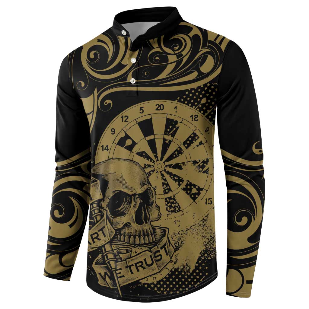 New Zealand Darts Button Sweatshirt Skull In Dart We Trust Maori Pattern - Polynesian Pride