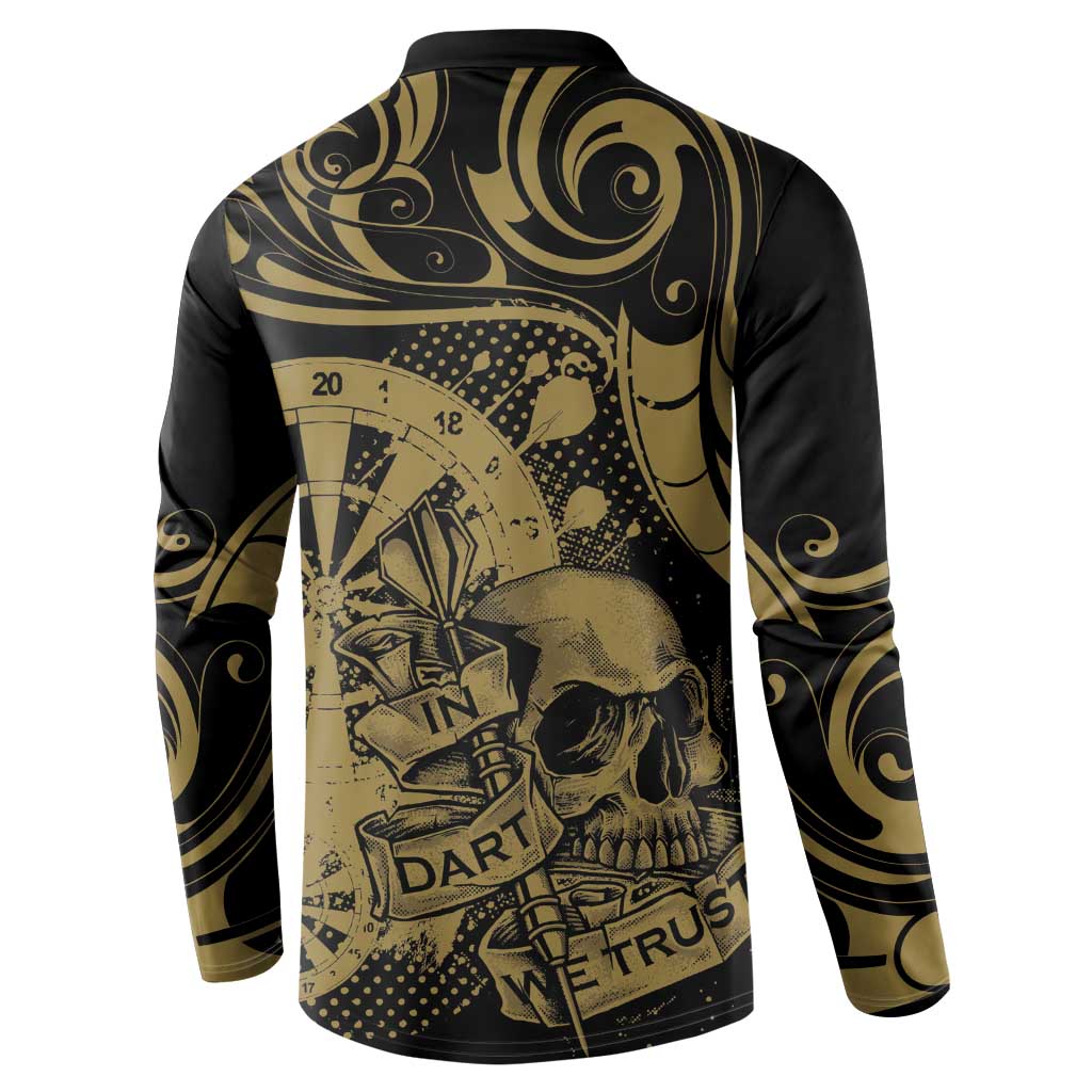 New Zealand Darts Button Sweatshirt Skull In Dart We Trust Maori Pattern - Polynesian Pride
