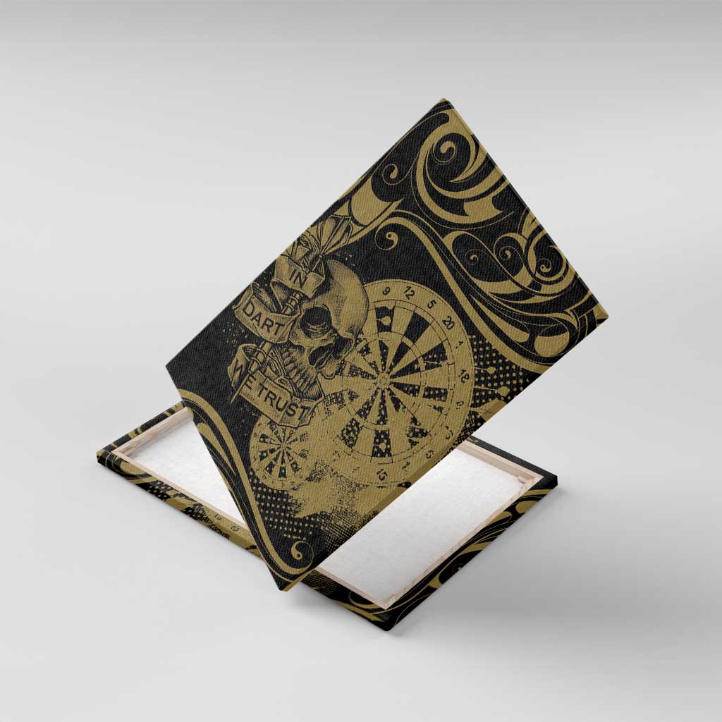 New Zealand Darts Canvas Wall Art Skull In Dart We Trust Maori Pattern - Polynesian Pride