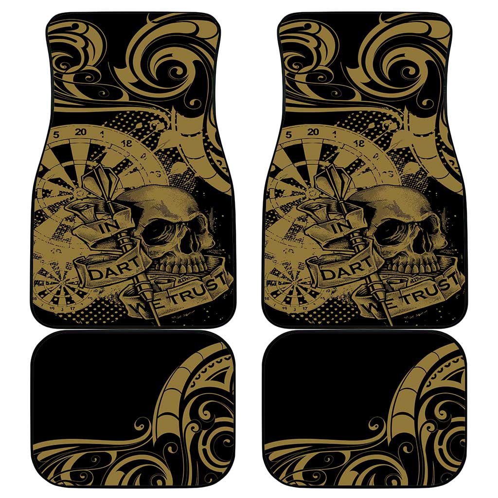 New Zealand Darts Car Mats Skull In Dart We Trust Maori Pattern - Polynesian Pride