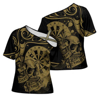 New Zealand Darts Cross Shoulder Shirt Skull In Dart We Trust Maori Pattern - Polynesian Pride