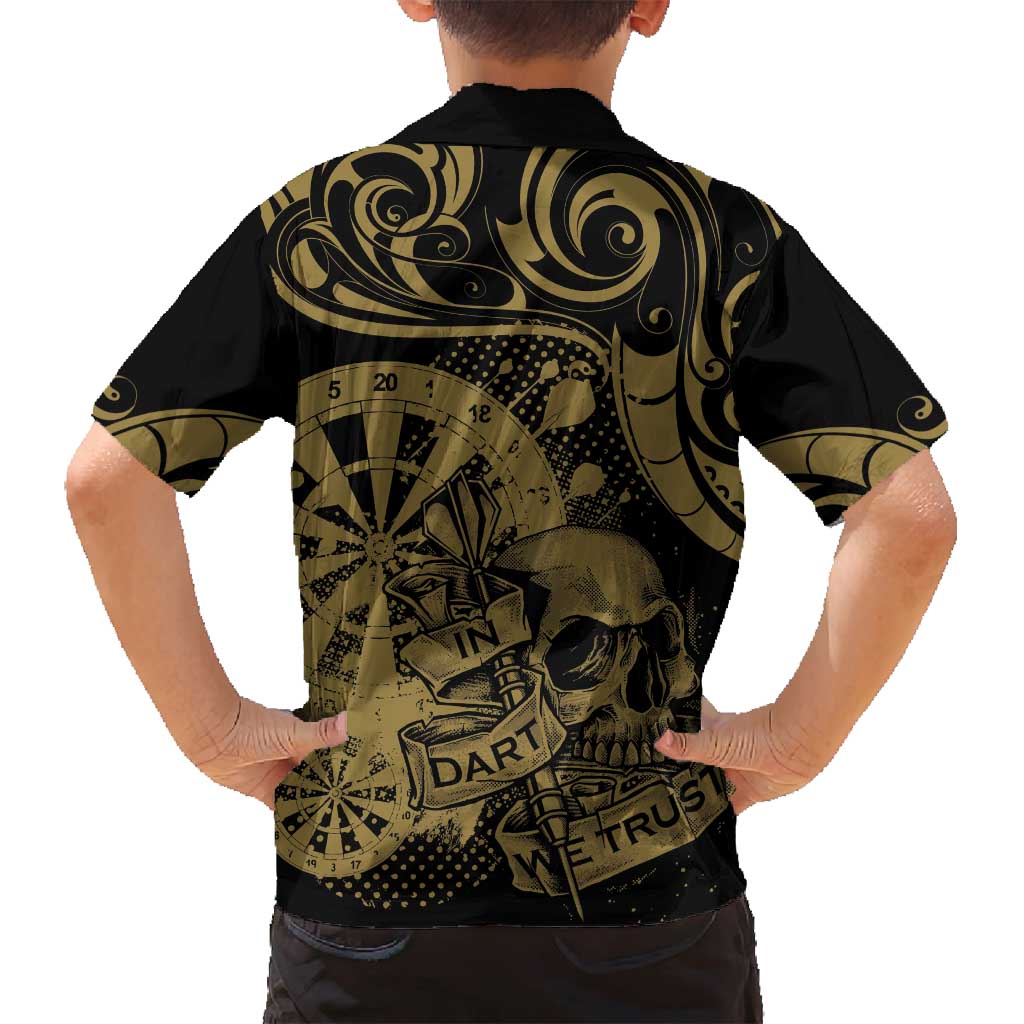 New Zealand Darts Family Matching Long Sleeve Bodycon Dress and Hawaiian Shirt Skull In Dart We Trust Maori Pattern - Polynesian Pride