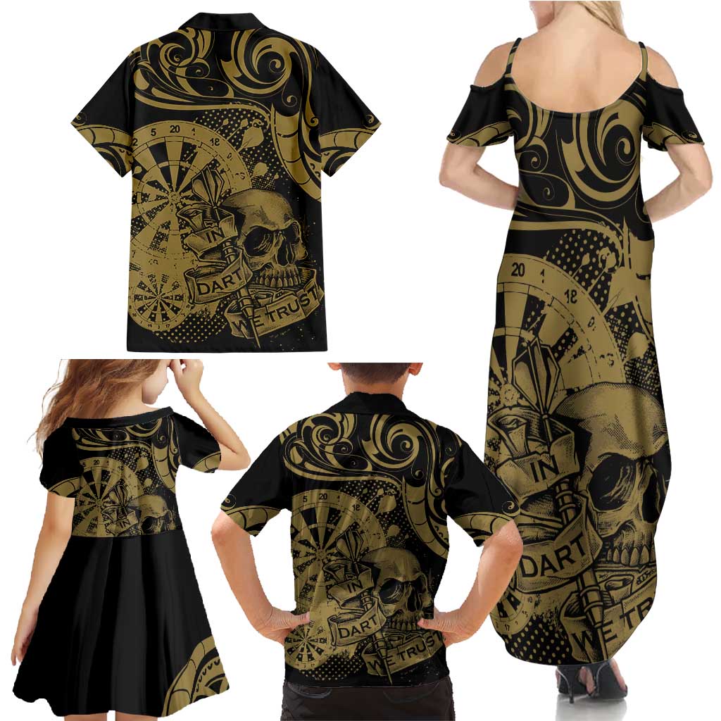 New Zealand Darts Family Matching Summer Maxi Dress and Hawaiian Shirt Skull In Dart We Trust Maori Pattern - Polynesian Pride