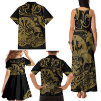 New Zealand Darts Family Matching Tank Maxi Dress and Hawaiian Shirt Skull In Dart We Trust Maori Pattern - Polynesian Pride