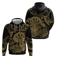 New Zealand Darts Hoodie Skull In Dart We Trust Maori Pattern - Polynesian Pride