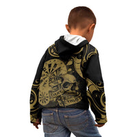 New Zealand Darts Kid Hoodie Skull In Dart We Trust Maori Pattern - Polynesian Pride
