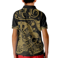 New Zealand Darts Kid Polo Shirt Skull In Dart We Trust Maori Pattern - Polynesian Pride