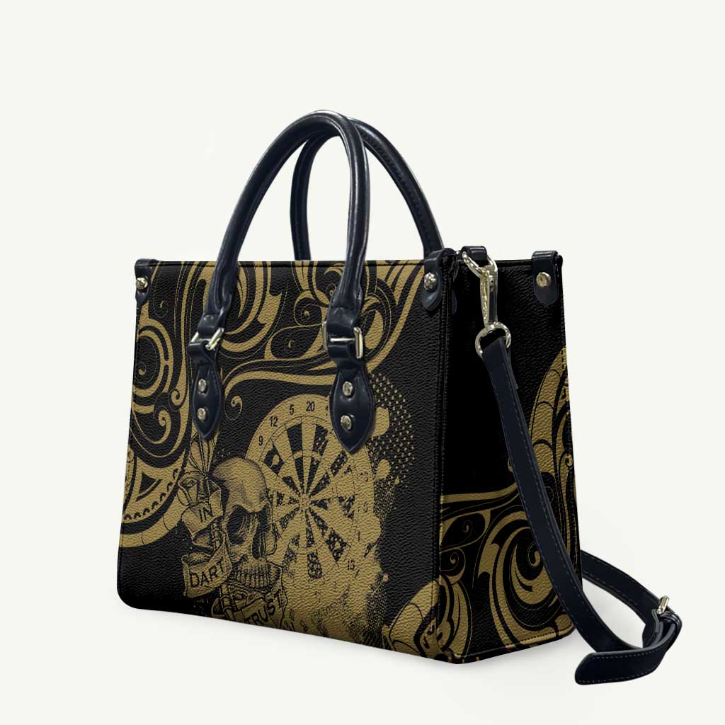 New Zealand Darts Leather Bag Skull In Dart We Trust Maori Pattern - Polynesian Pride