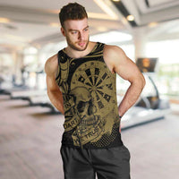 New Zealand Darts Men Tank Top Skull In Dart We Trust Maori Pattern - Polynesian Pride