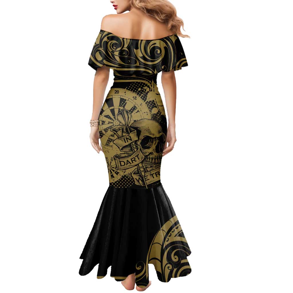 New Zealand Darts Mermaid Dress Skull In Dart We Trust Maori Pattern - Polynesian Pride