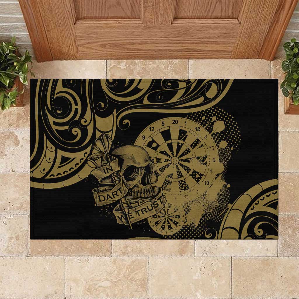 New Zealand Darts Rubber Doormat Skull In Dart We Trust Maori Pattern - Polynesian Pride