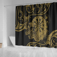 New Zealand Darts Shower Curtain Skull In Dart We Trust Maori Pattern - Polynesian Pride