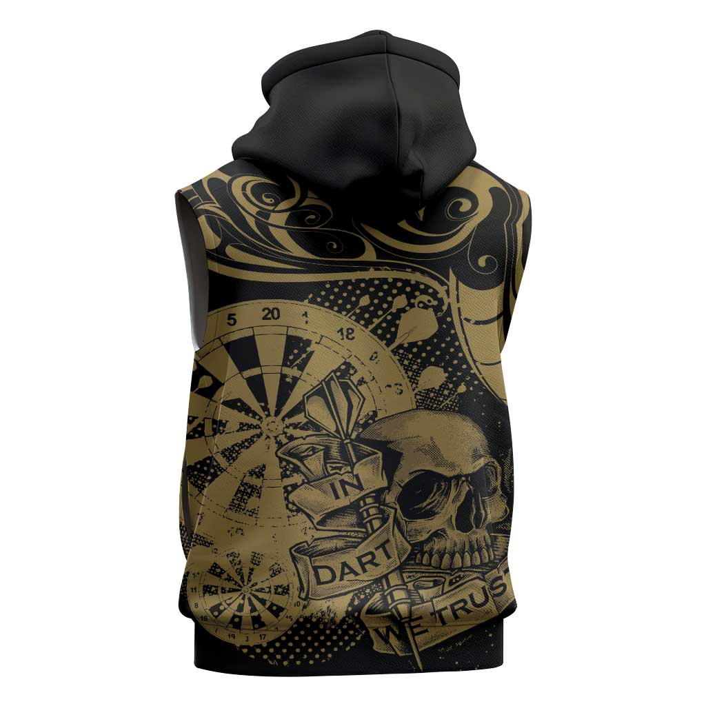 New Zealand Darts Sleeveless Zip Hoodie Skull In Dart We Trust Maori Pattern - Polynesian Pride