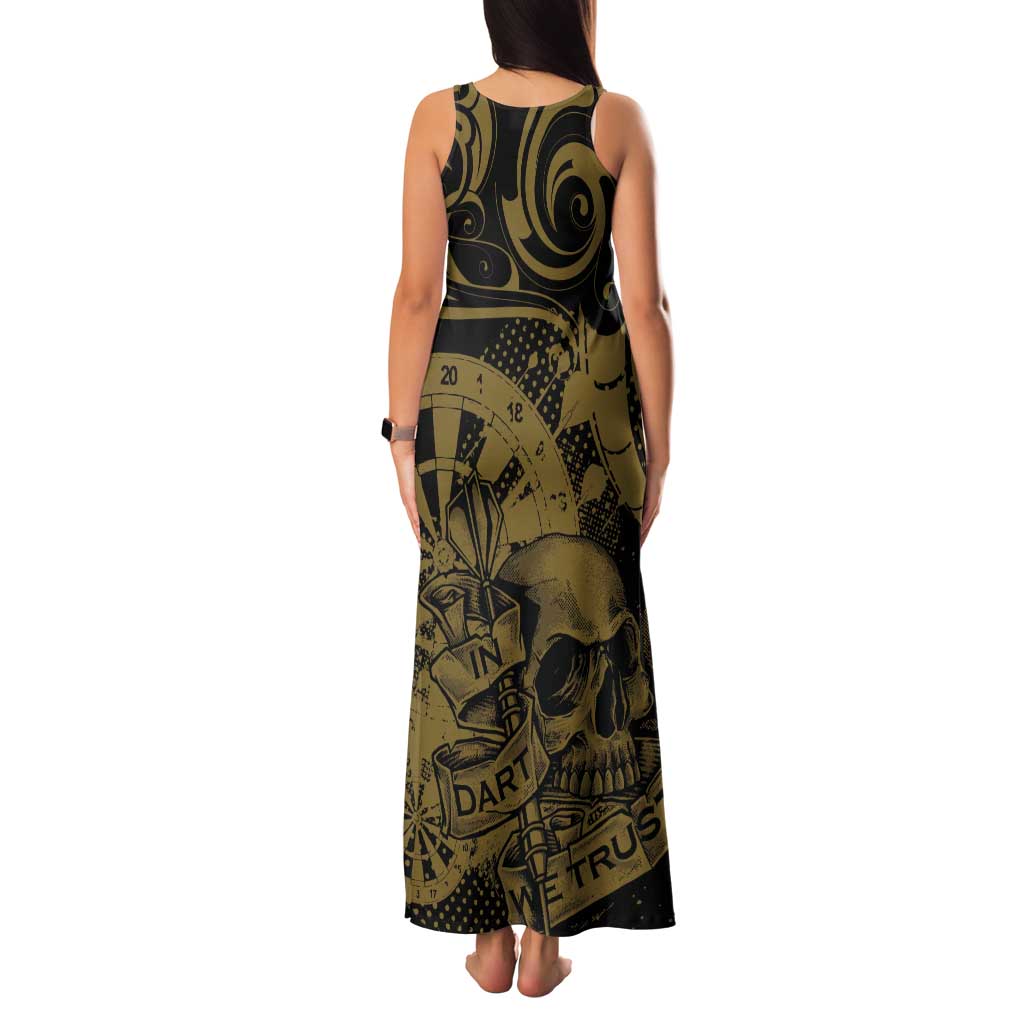 New Zealand Darts Tank Maxi Dress Skull In Dart We Trust Maori Pattern - Polynesian Pride