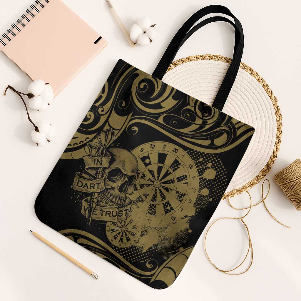 New Zealand Darts Tote Bag Skull In Dart We Trust Maori Pattern - Polynesian Pride