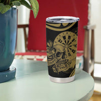 New Zealand Darts Tumbler Cup Skull In Dart We Trust Maori Pattern - Polynesian Pride