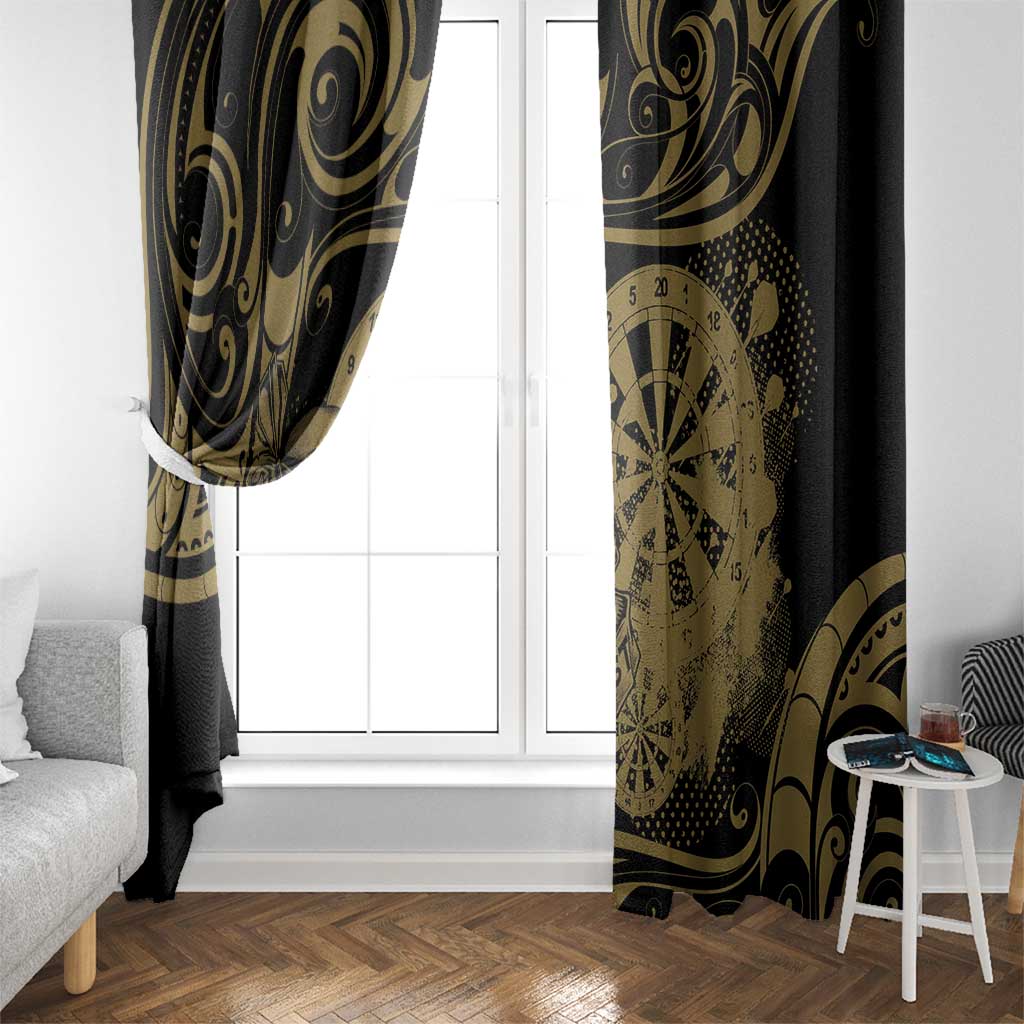 New Zealand Darts Window Curtain Skull In Dart We Trust Maori Pattern - Polynesian Pride