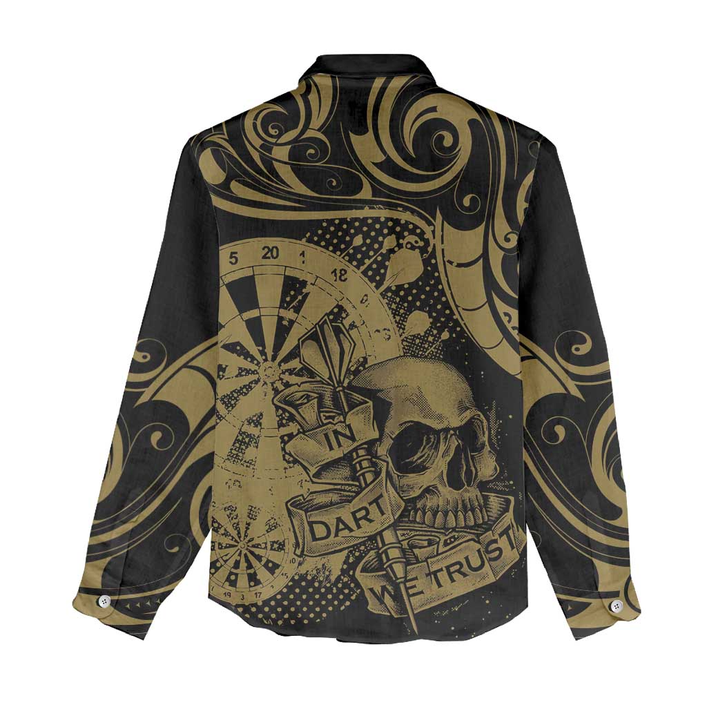 New Zealand Darts Women Casual Shirt Skull In Dart We Trust Maori Pattern - Polynesian Pride